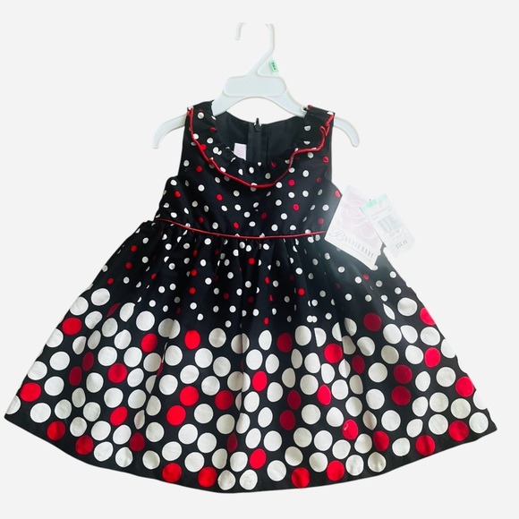Bonnie Baby black dress and pants 18 M with red and white polka dots A-line belt - Picture 3 of 11